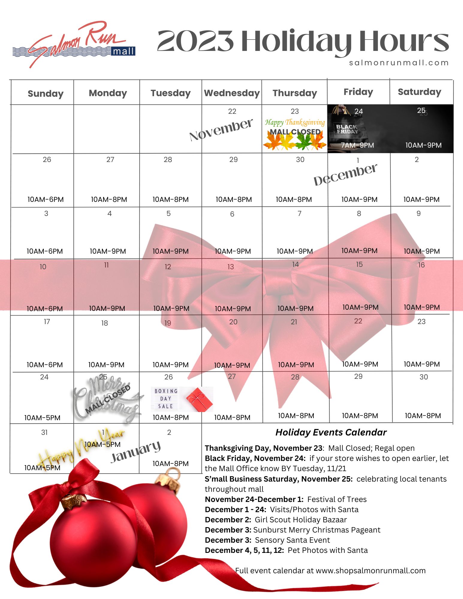 Holiday Hours 2023 Merchants
