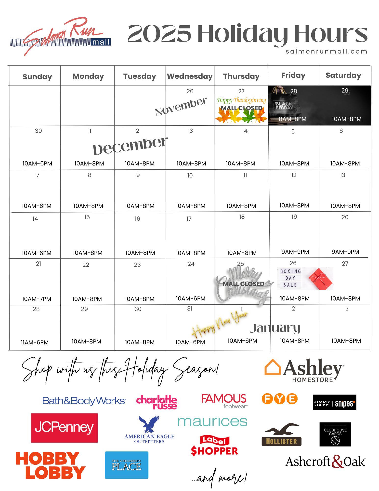 2025 Holiday Hours General Public